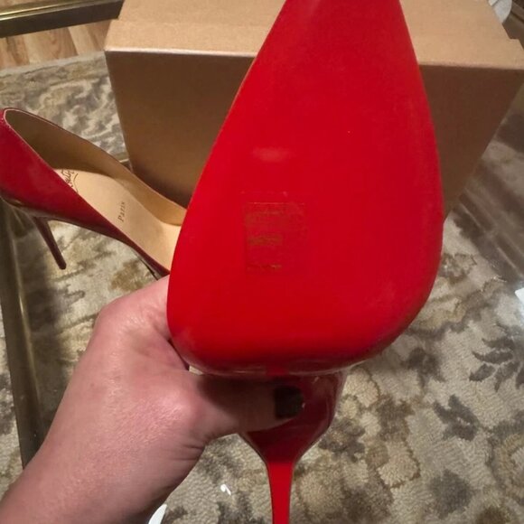 New Christian Louboutin Kate 100 Red Patent Heels w/ Receipt - Picture 10 of 11